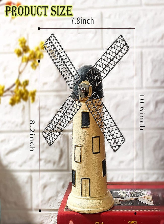 Jaugufiy Dutch Windmill Sculpture，Resin Windmill Piggy Bank，Ornament Coin Bank Coin Box Money Bank Decor Ornament Creative Piggy Bank Statue Resin Crafts for Table Bookshelf Cabinet Decoration(yellow) - Image 2